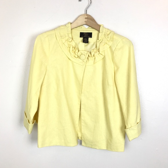 Vintage Jackets & Blazers - Vintage Trenz Yellow Button Ruffle Mad Men Jacket